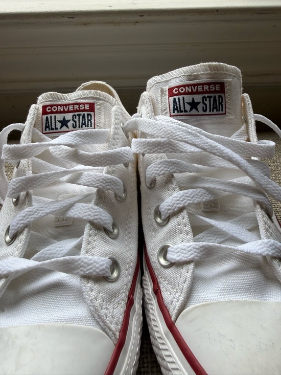 Converse Shoes - Converse Kids White Low-Top Sneakers with Red Trim